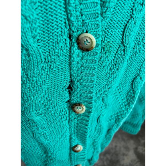 sweater cardigan cabled distressed grunge green - Picture 4 of 12